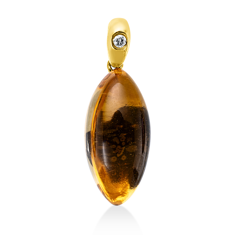 Anhänger mit Citrin  aus 750/-18 Karat Gelbgold mit 1 Diamant 0