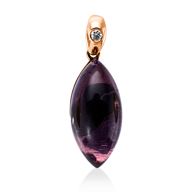 Anhänger mit Amethyst  aus 750/-18 Karat Rotgold mit 1 Diamant 0