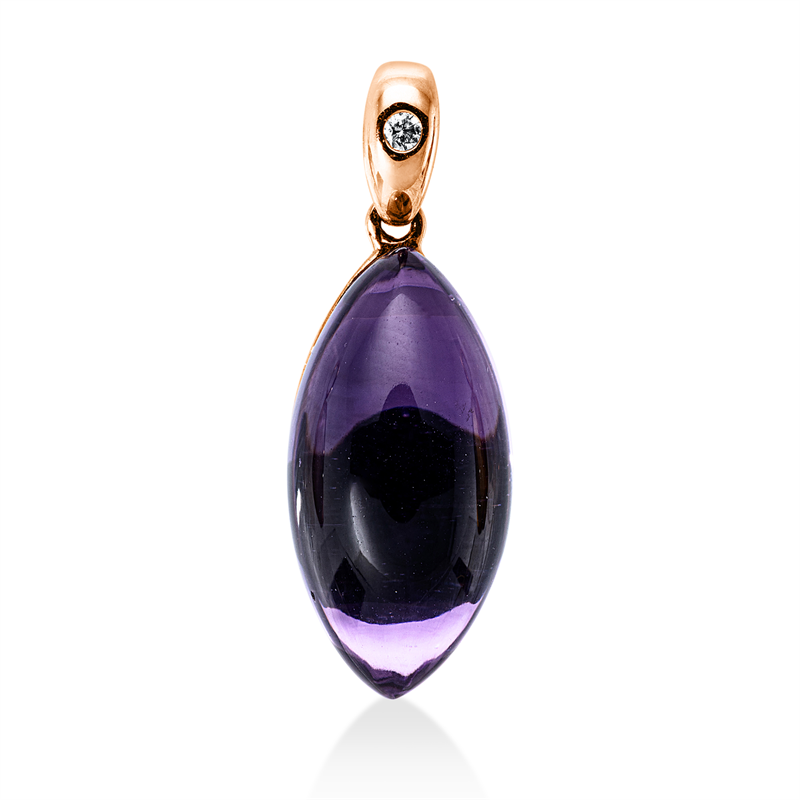 Anhänger mit Amethyst  aus 585/-14 Karat Rotgold mit 1 Diamant 0