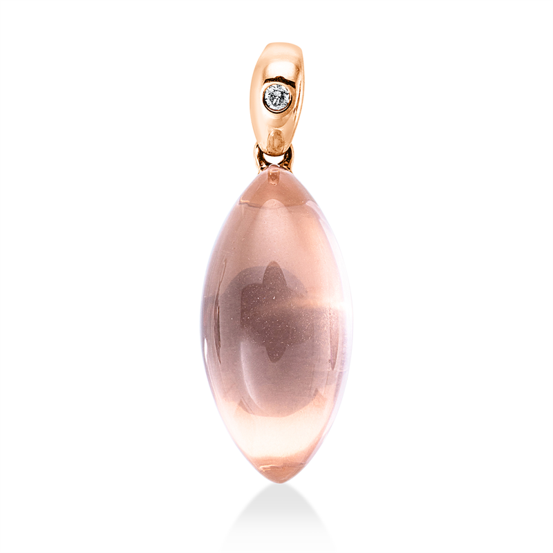 Anhänger mit Rosenquarz  aus 585/-14 Karat Rotgold mit 1 Diamant 0