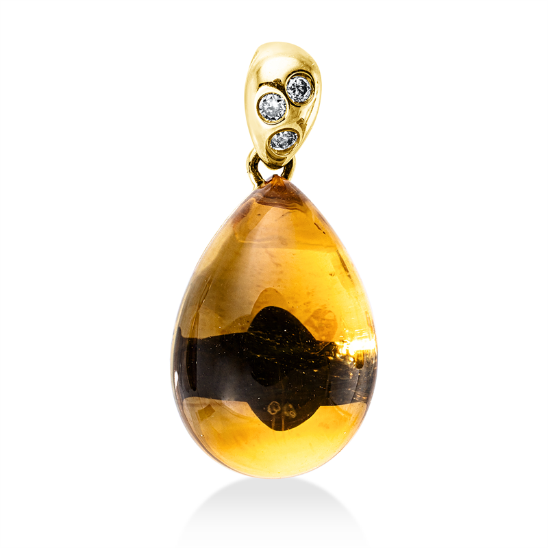 Anhänger mit Citrin  aus 585/-14 Karat Gelbgold mit 3 Diamanten 0