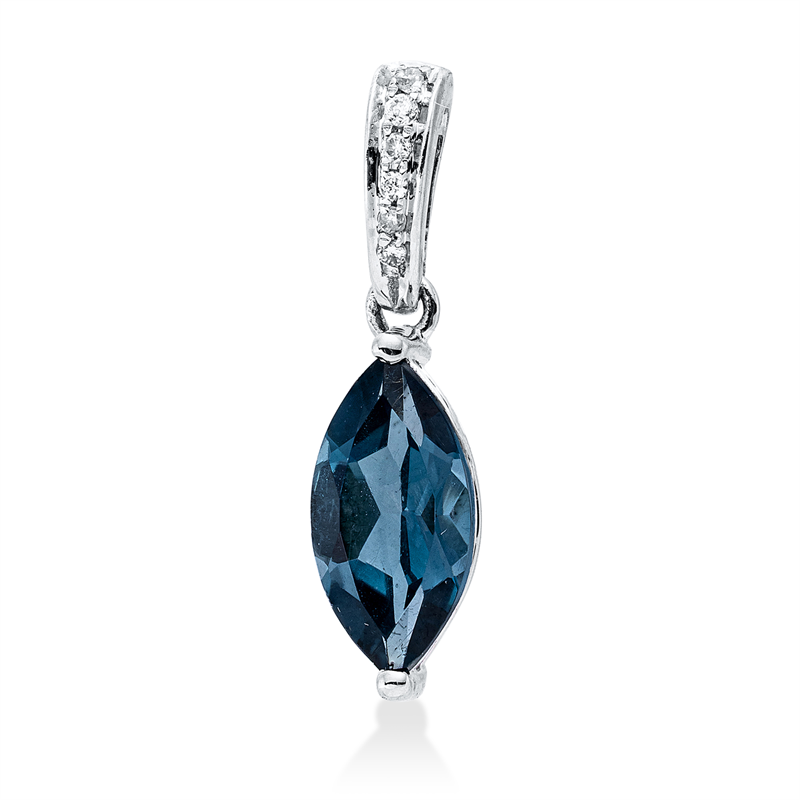 Anhänger mit Topas  aus 585/-14 Karat Weißgold mit 6 Diamanten 0