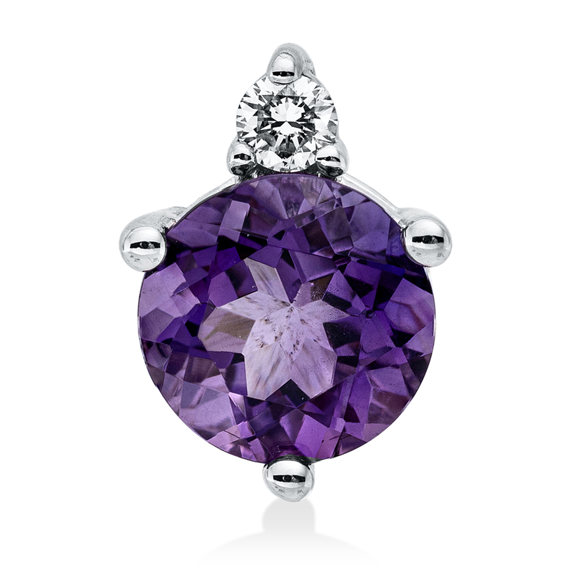 Anhänger mit Amethyst  aus 585/-14 Karat Weißgold mit 1 Diamant 0