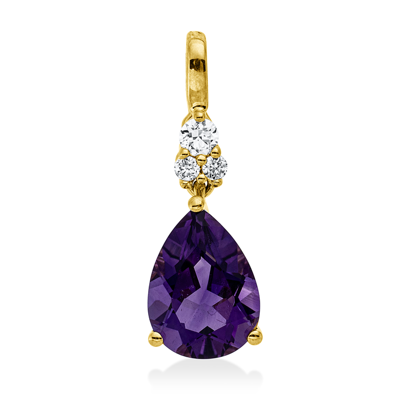 Anhänger mit Amethyst  aus 585/-14 Karat Gelbgold mit 3 Diamanten 0