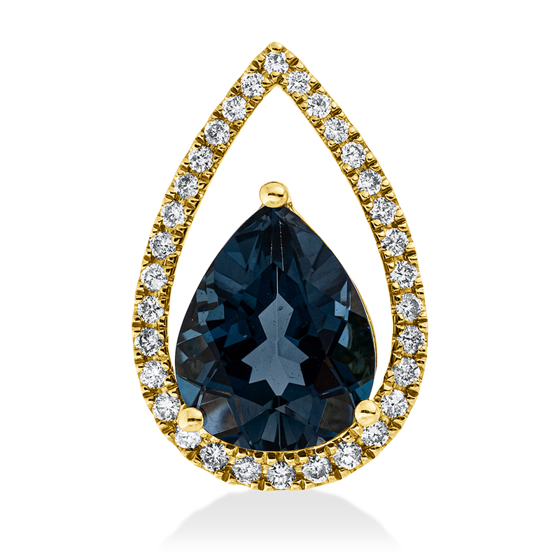 Anhänger mit Topas  aus 585/-14 Karat Gelbgold mit 32 Diamanten 0
