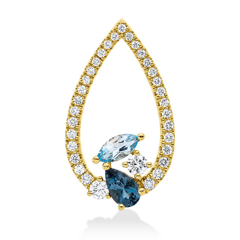 Anhänger mit Topas  aus 585/-14 Karat Gelbgold mit 33 Diamanten 0