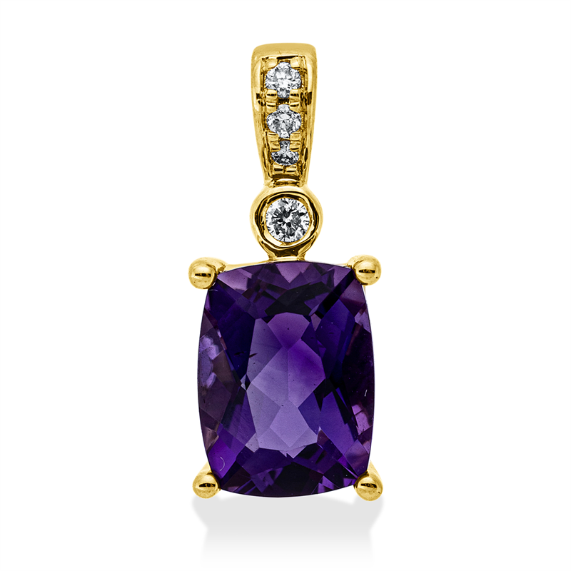 Anhänger mit Amethyst  aus 585/-14 Karat Gelbgold mit 5 Diamanten 0