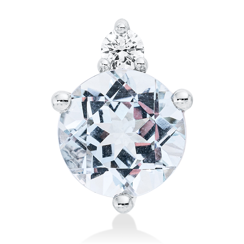 Anhänger mit Aquamarin  aus 585/-14 Karat Weißgold mit 1 Diamant 0