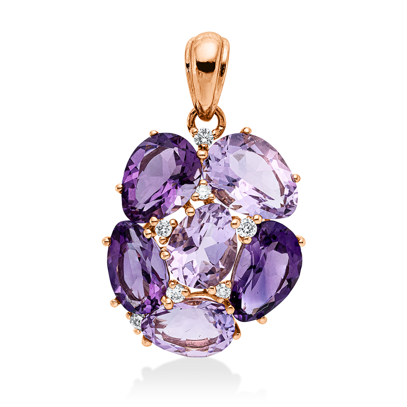Anhänger mit Amethyst  aus 750/-18 Karat Rotgold mit 7 Diamanten 0