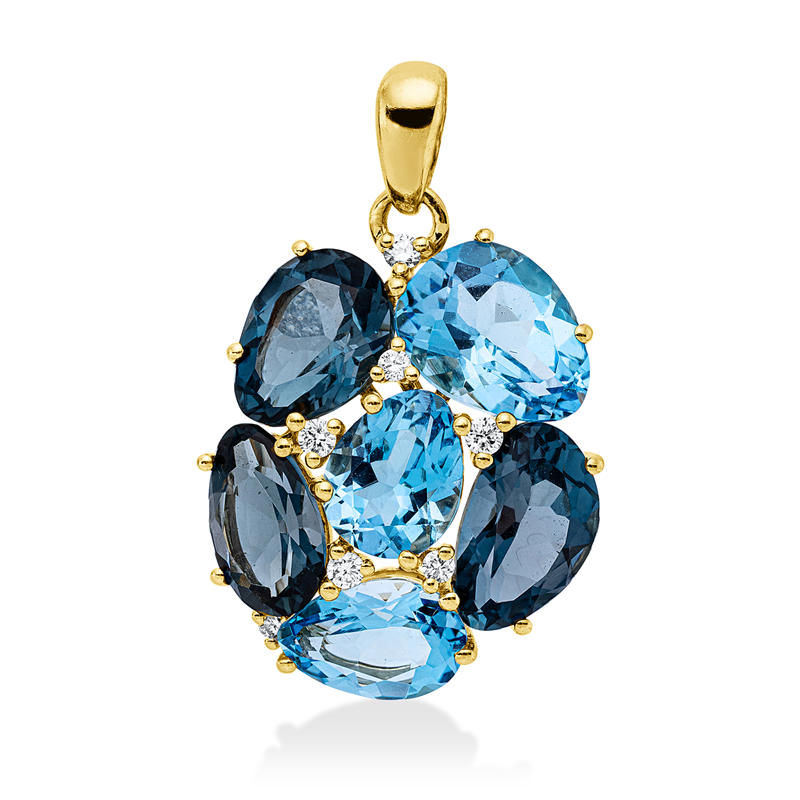Anhänger mit Topas  aus 750/-18 Karat Gelbgold mit 7 Diamanten 0