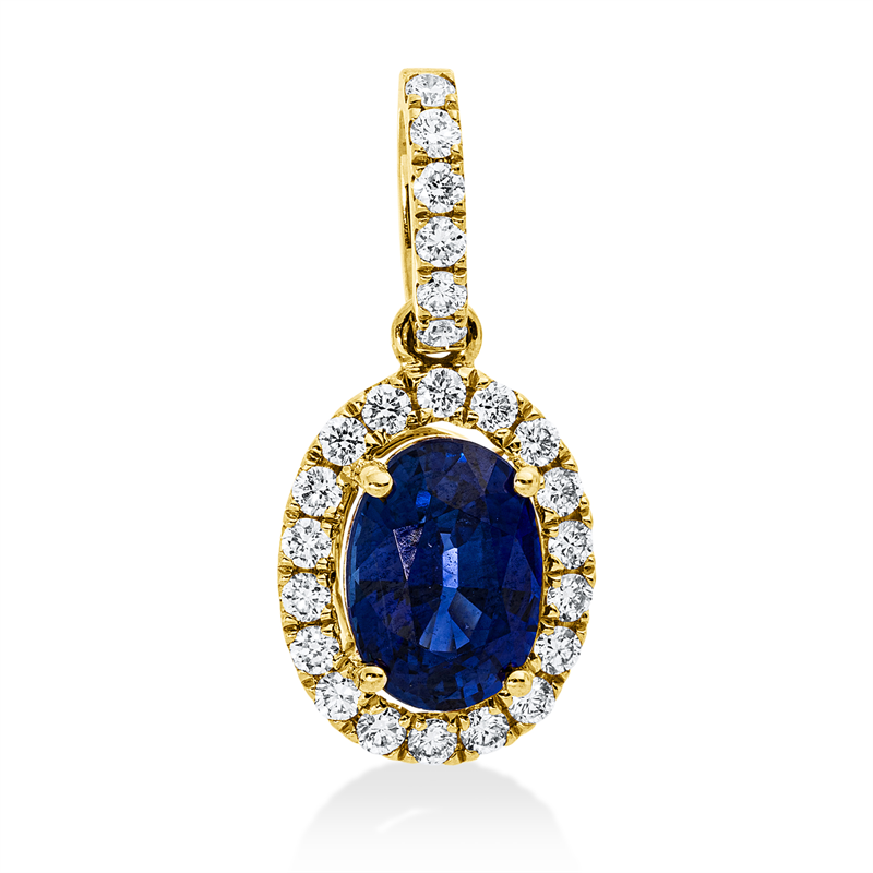 Anhänger mit Saphir  aus 750/-18 Karat Gelbgold mit 24 Diamanten 0
