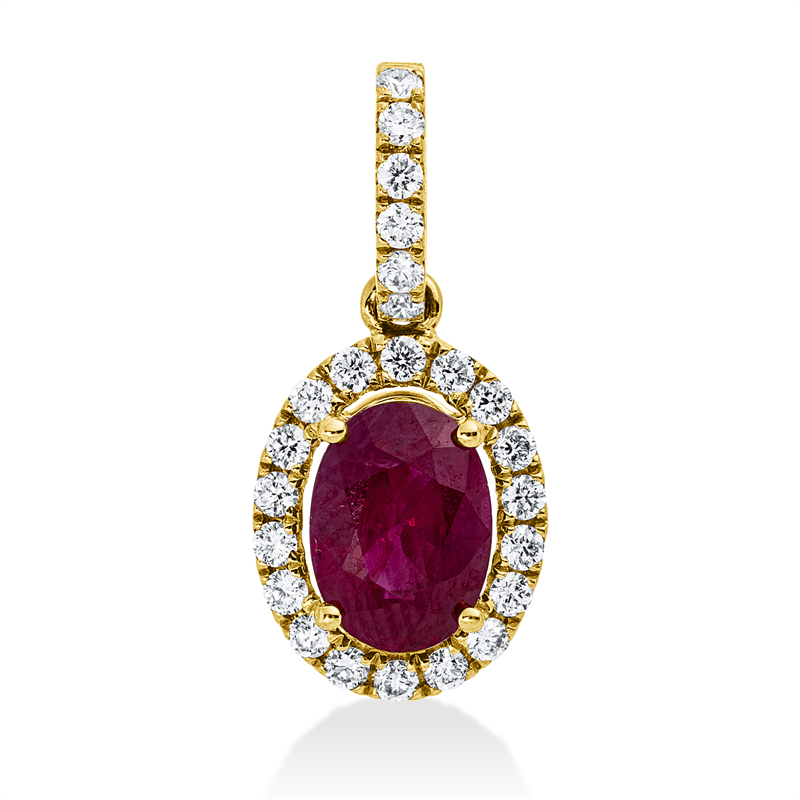 Anhänger mit Rubin  aus 750/-18 Karat Gelbgold mit 24 Diamanten 0