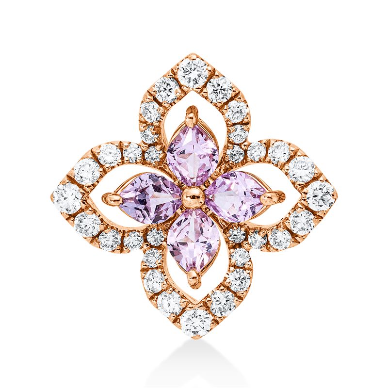 Anhänger mit Saphir  aus 750/-18 Karat Rotgold mit 32 Diamanten 0