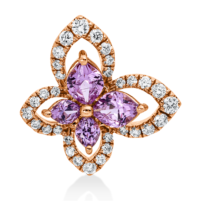 Anhänger mit Saphir  aus 750/-18 Karat Rotgold mit 32 Diamanten 0