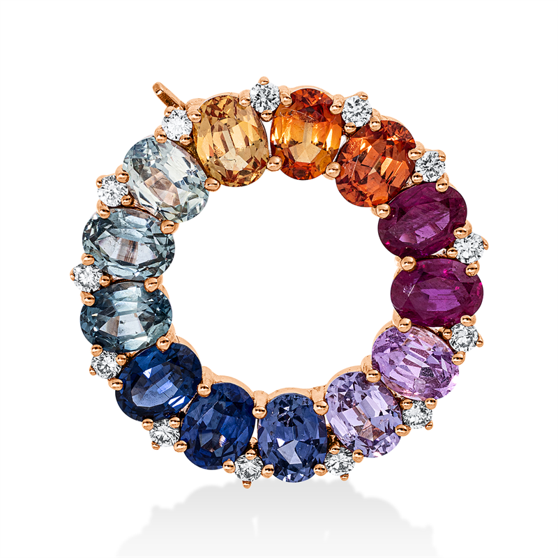 Anhänger mit Saphir  aus 750/-18 Karat Rotgold mit 13 Diamanten 0