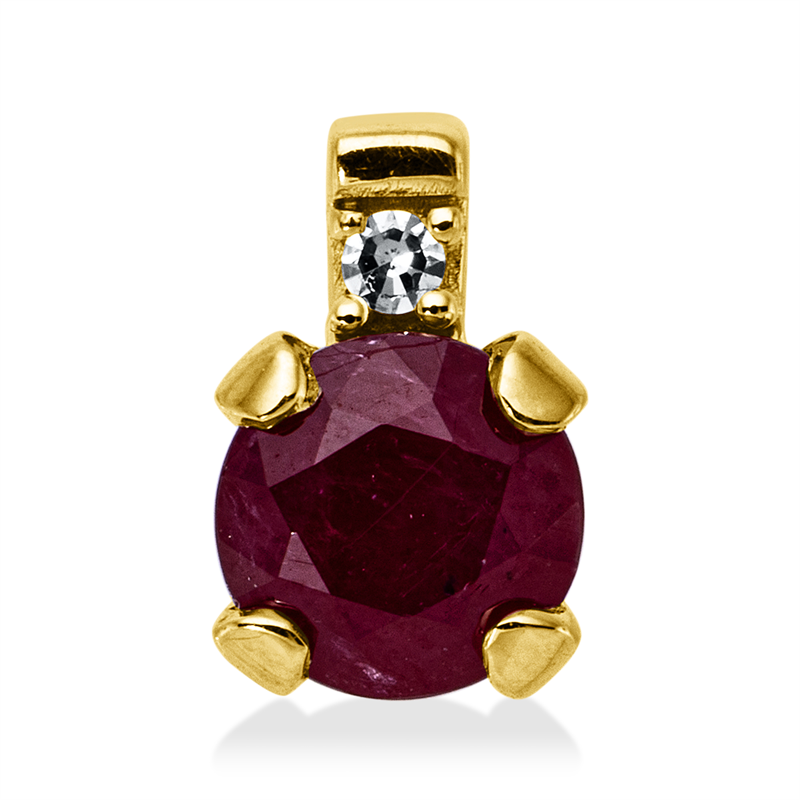 Anhänger mit Rubin  aus 750/-18 Karat Gelbgold mit 1 Diamant 0