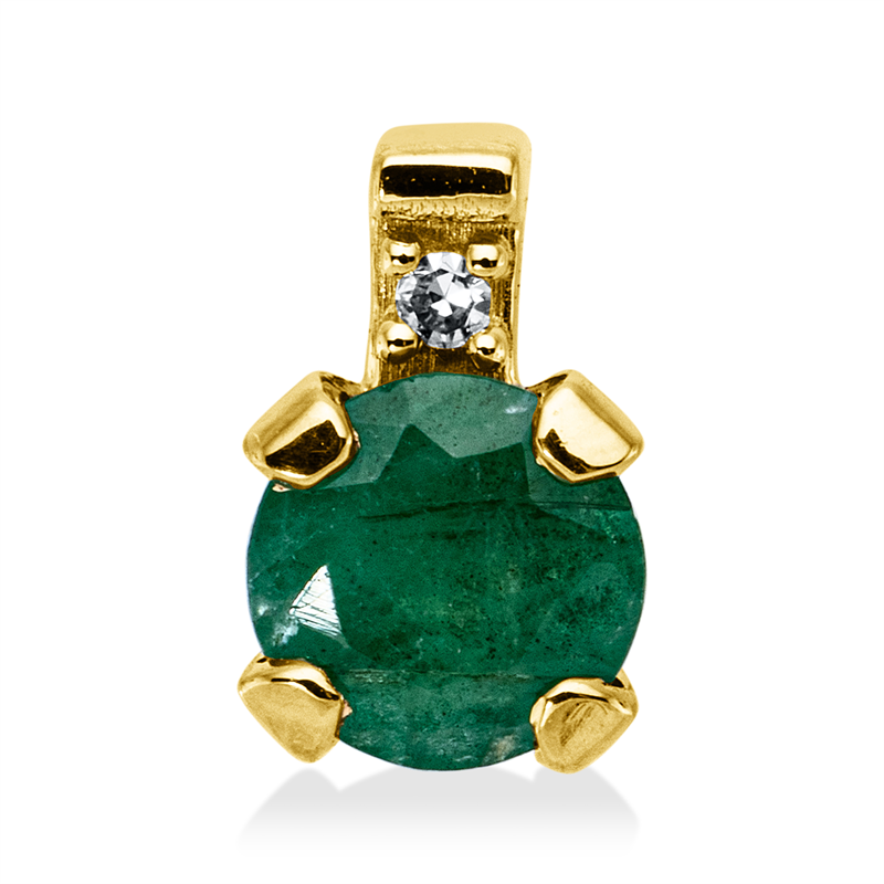 Anhänger mit Smaragd  aus 750/-18 Karat Gelbgold mit 1 Diamant 0