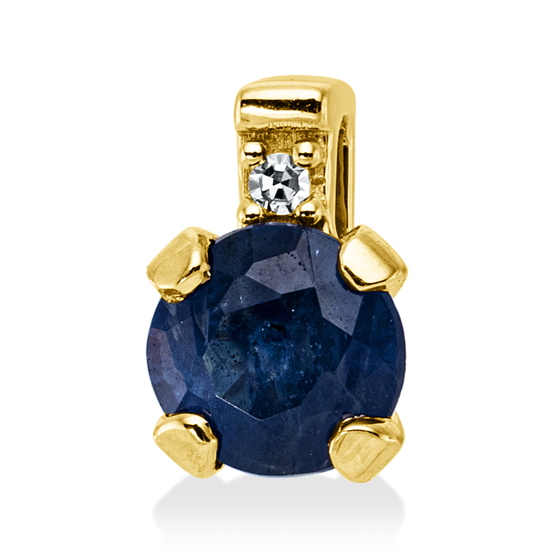 Anhänger mit Saphir  aus 750/-18 Karat Gelbgold mit 1 Diamant 0