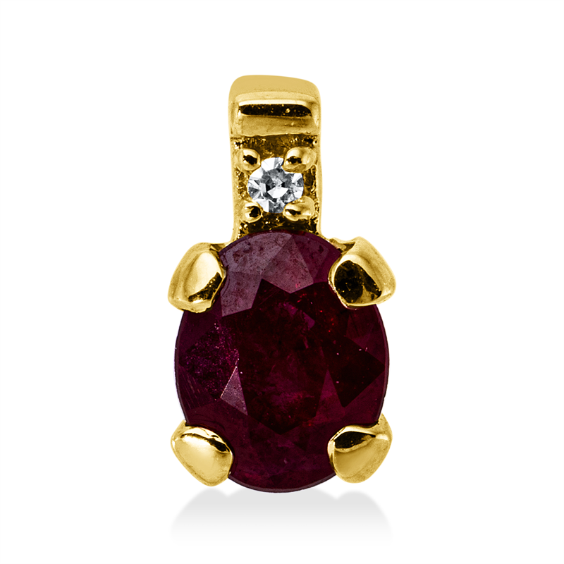 Anhänger mit Rubin  aus 750/-18 Karat Gelbgold mit 1 Diamant 0