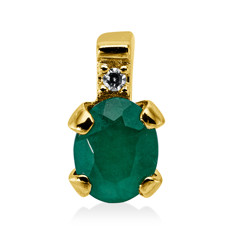 Anhänger mit Smaragd  aus 750/-18 Karat Gelbgold mit 1 Diamant 0