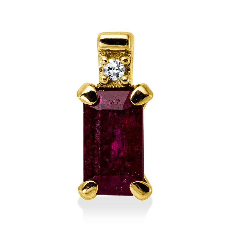 Anhänger mit Rubin  aus 750/-18 Karat Gelbgold mit 1 Diamant 0