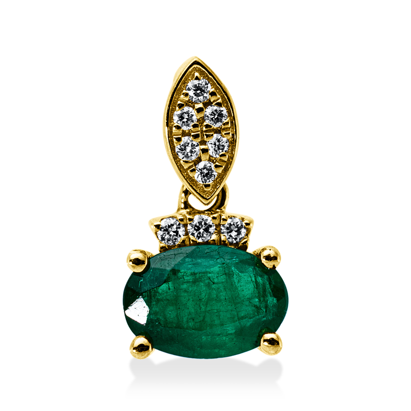 Anhänger mit Smaragd  aus 750/-18 Karat Gelbgold mit 9 Diamanten 0