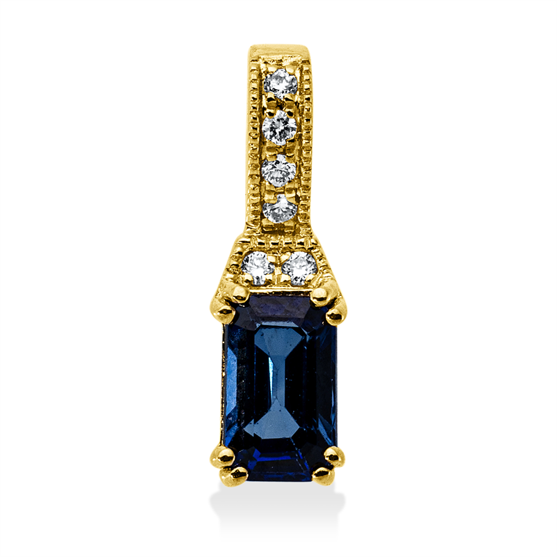 Anhänger mit Saphir  aus 750/-18 Karat Gelbgold mit 6 Diamanten 0