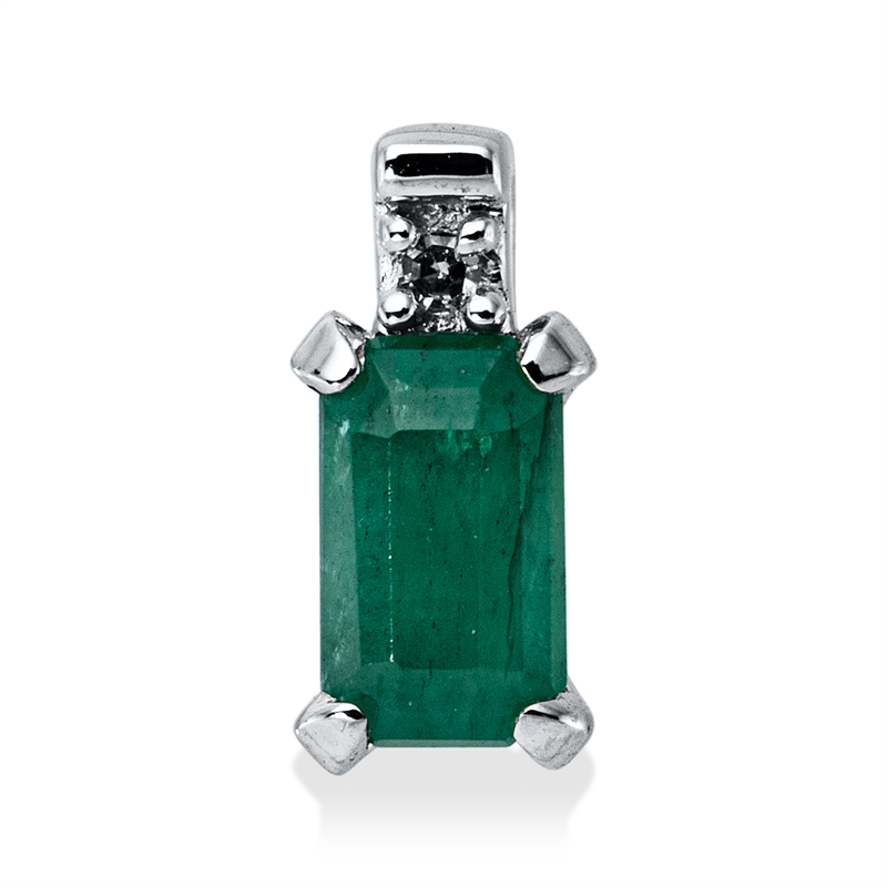 Anhänger mit Smaragd  aus 750/-18 Karat Weißgold mit 1 Diamant 0