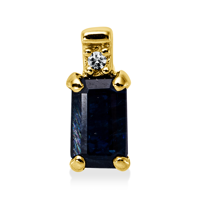 Anhänger mit Saphir  aus 750/-18 Karat Gelbgold mit 1 Diamant 0