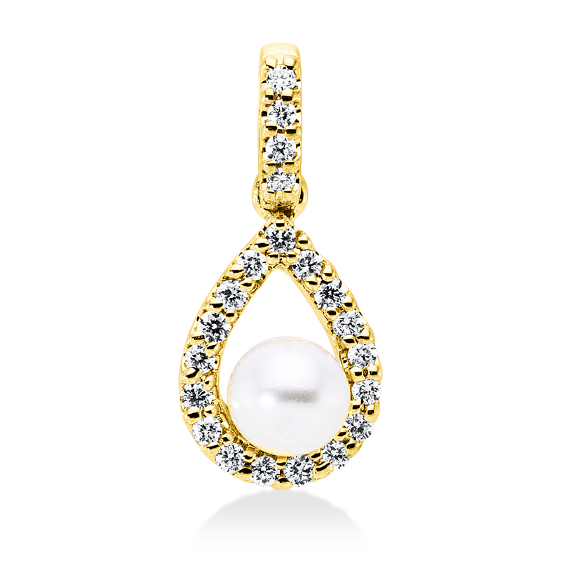 Anhänger   mit Süßwasserperle aus 750/-18 Karat Gelbgold mit 21 Diamanten 0