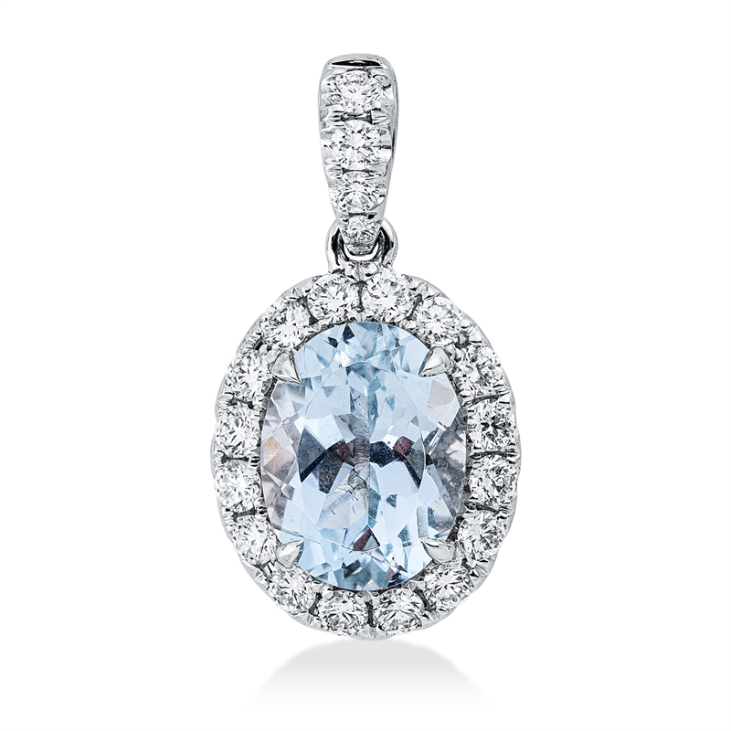 Anhänger mit Aquamarin  aus 750/-18 Karat Weißgold mit 20 Diamanten 0