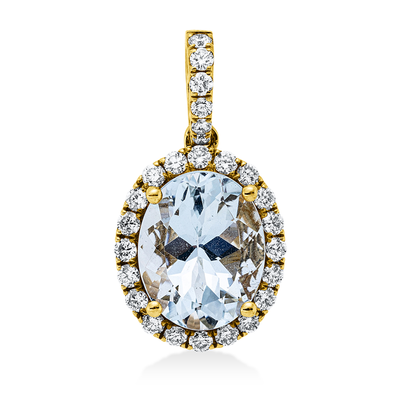 Anhänger mit Aquamarin  aus 750/-18 Karat Gelbgold mit 26 Diamanten 0