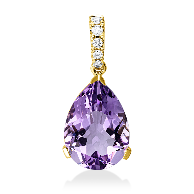 Anhänger mit Amethyst  aus 750/-18 Karat Gelbgold mit 5 Diamanten 0