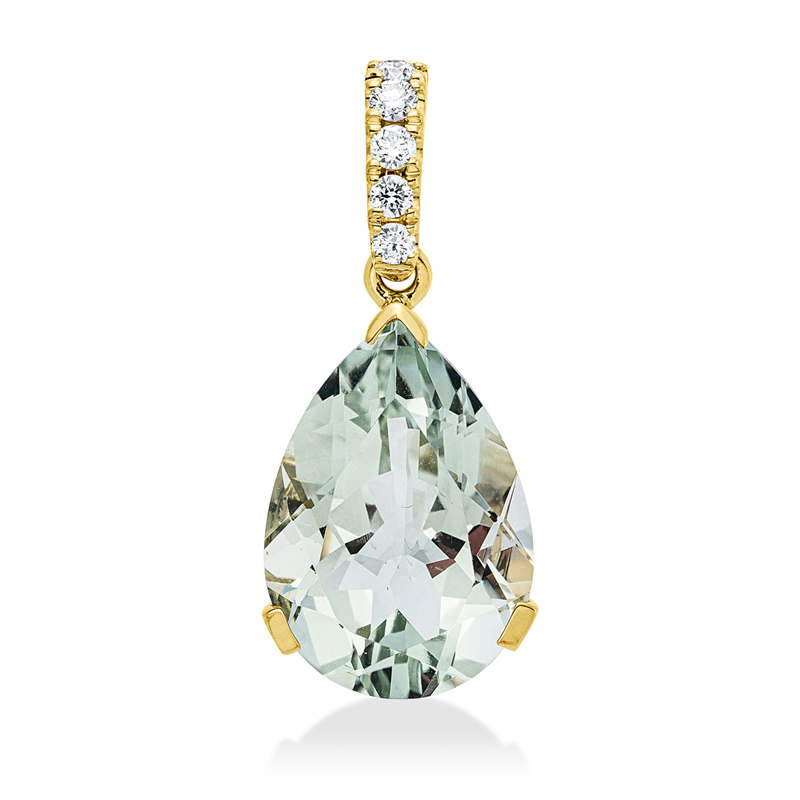 Anhänger mit Amethyst  aus 750/-18 Karat Gelbgold mit 5 Diamanten 0
