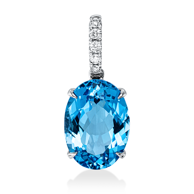 Anhänger mit Topas  aus 750/-18 Karat Weißgold mit 5 Diamanten 0