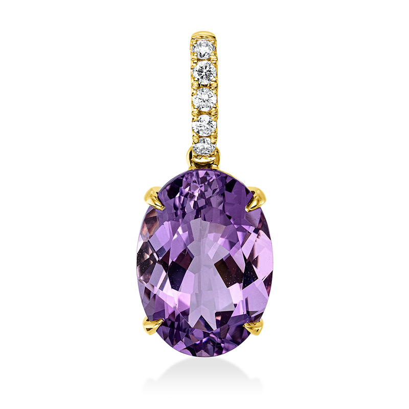 Anhänger mit Amethyst  aus 750/-18 Karat Gelbgold mit 5 Diamanten 0