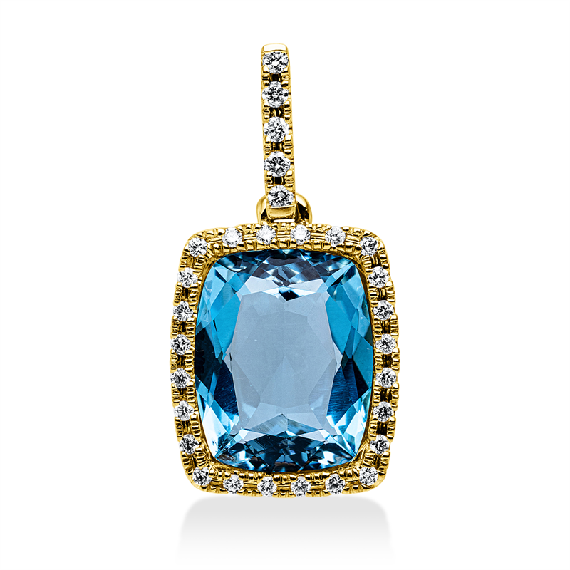 Anhänger mit Topas  aus 750/-18 Karat Gelbgold mit 29 Diamanten 0