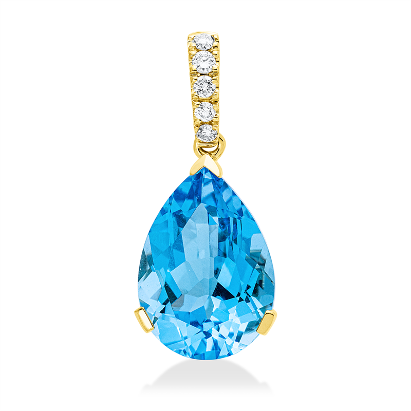 Anhänger mit Topas  aus 750/-18 Karat Gelbgold mit 5 Diamanten 0