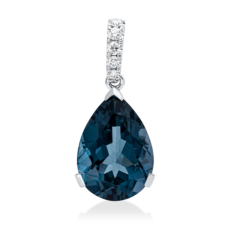 Anhänger mit Topas  aus 750/-18 Karat Weißgold mit 5 Diamanten 0