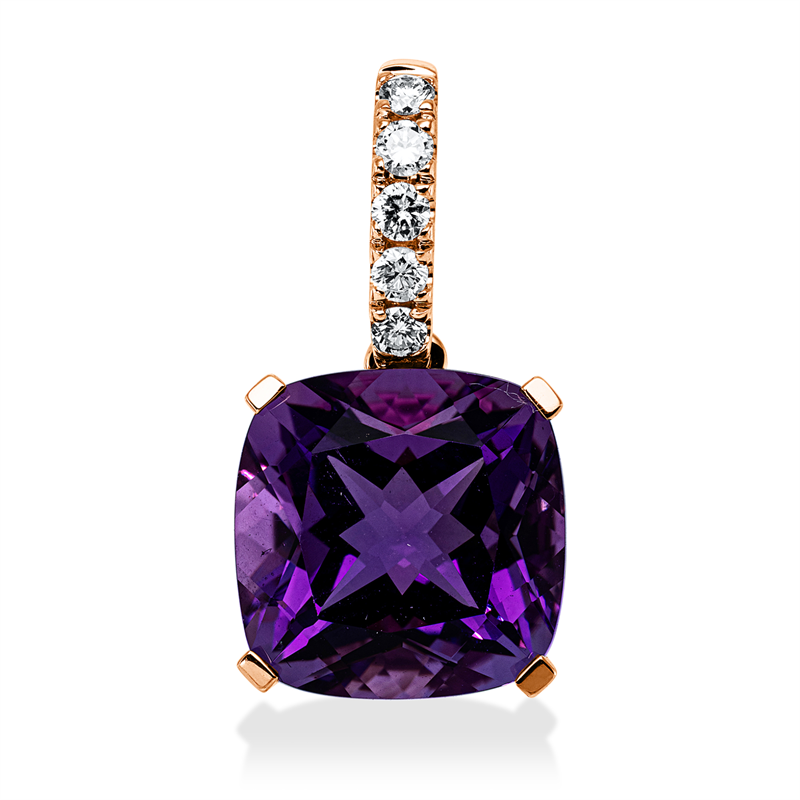 Anhänger mit Amethyst  aus 750/-18 Karat Rotgold mit 5 Diamanten 0