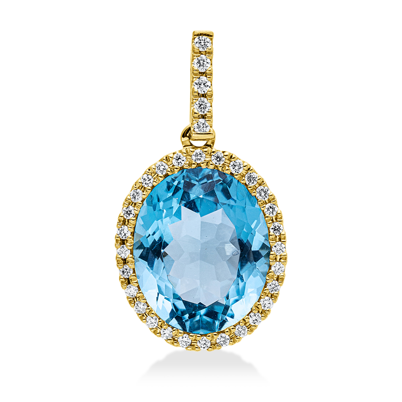 Anhänger mit Topas  aus 750/-18 Karat Gelbgold mit 33 Diamanten 0