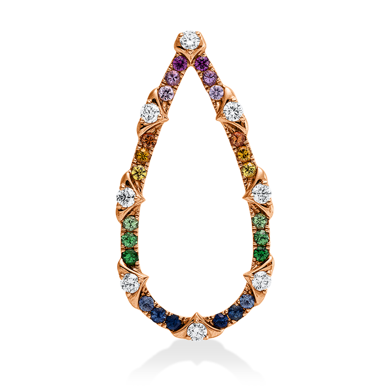 Anhänger mit Saphir  aus 750/-18 Karat Rotgold mit 8 Diamanten 0