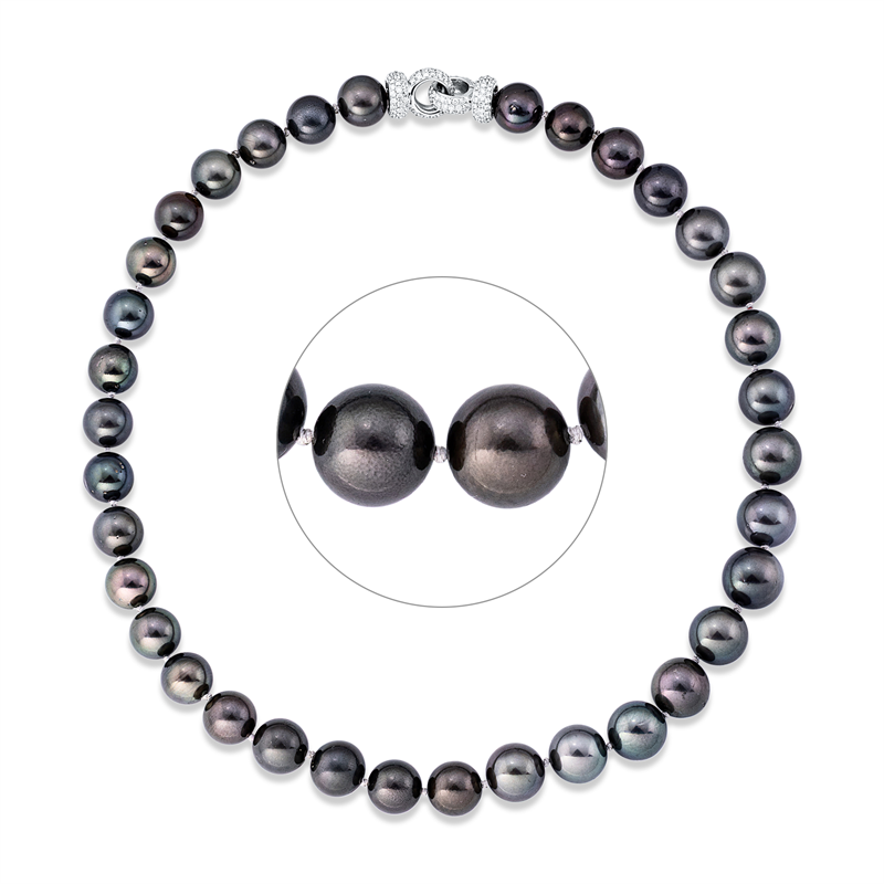 Collier   mit Tahiti aus 750/-18 Karat Weißgold mit 216 Diamanten 4