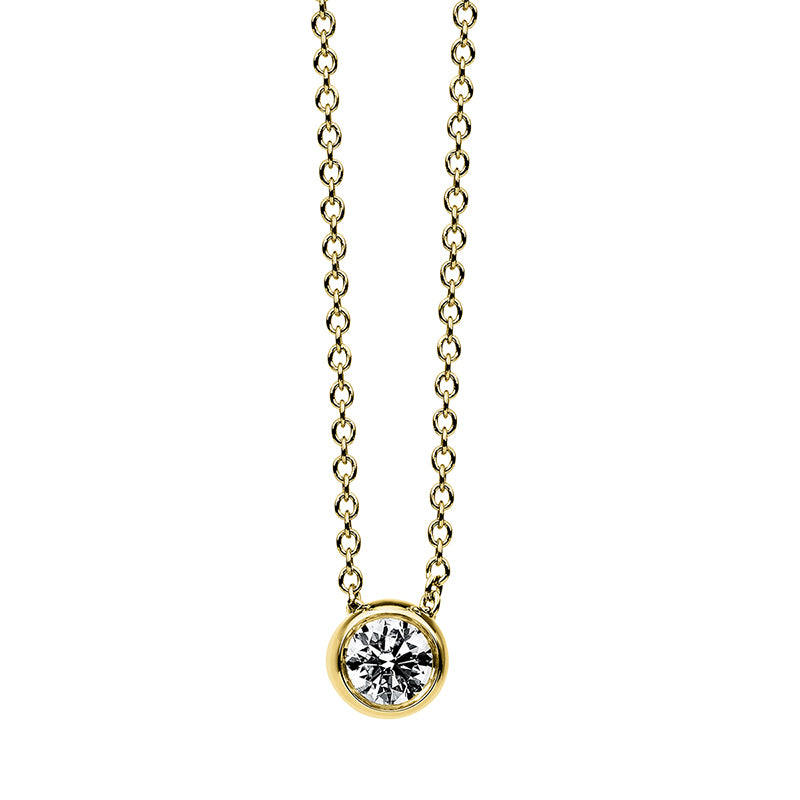 Collier - Solitaire aus Gold mit Diamant, mit ZÖ 40 cm + 42.5 cm - 4B6