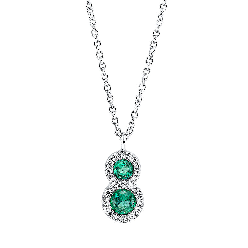 Collier mit Smaragd  aus 750/-18 Karat Weißgold mit 21 Diamanten 0