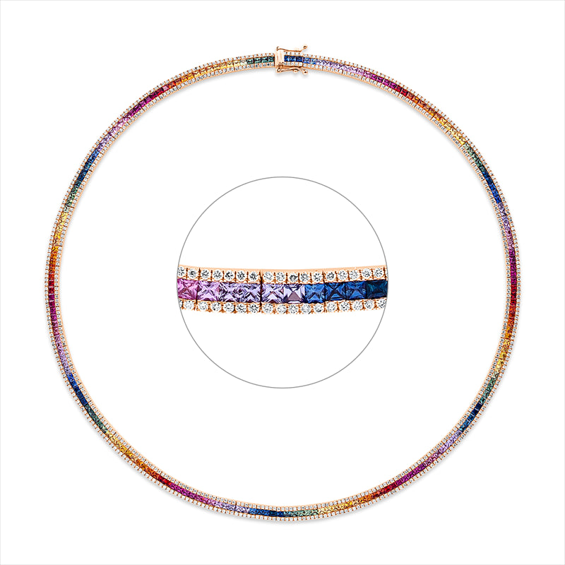 Collier mit Saphir  aus 750/-18 Karat Rotgold mit 690 Diamanten 2