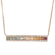Collier - Regenbogen-Schmuck aus Gold mit Diamanten mit Saphir, mit ZÖ 38.1 cm + 40.6 cm - 4H357