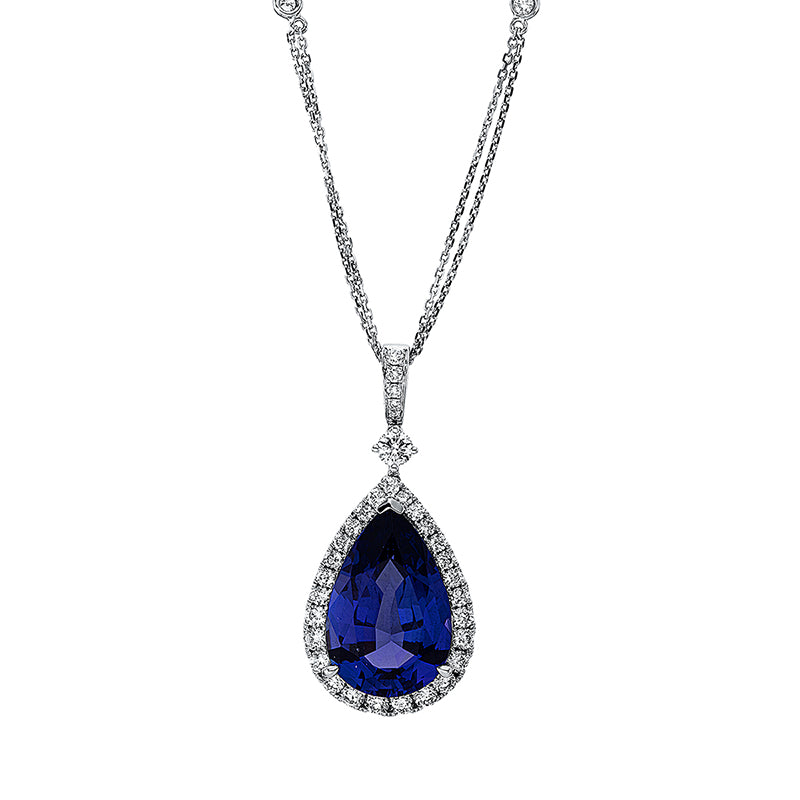 Collier mit Tansanit  aus 750/-18 Karat Weißgold mit 35 Diamanten 1