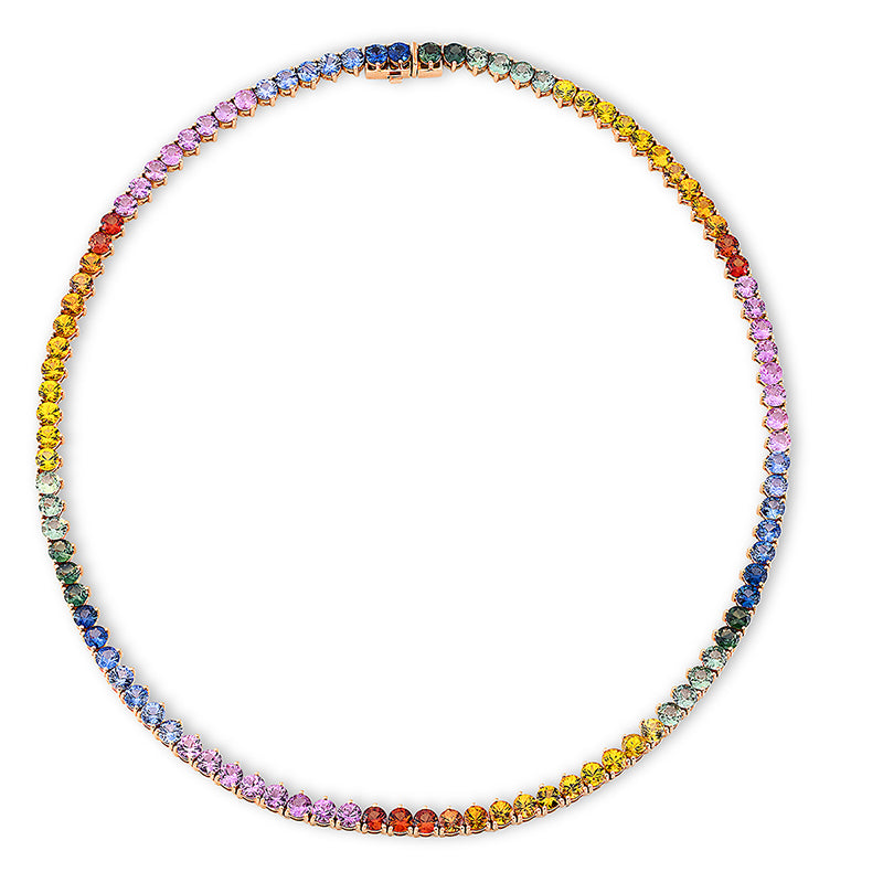 Collier mit Saphir  aus 750/-18 Karat Rotgold  