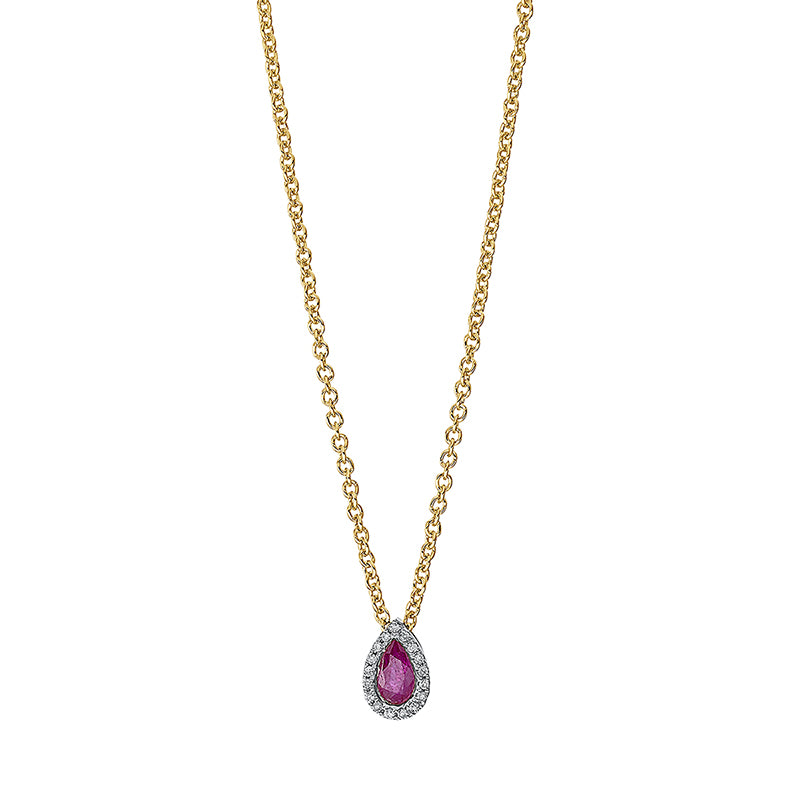 Collier aus Gold mit Diamanten mit Rubin, mit ZÖ 40 cm - 4I947